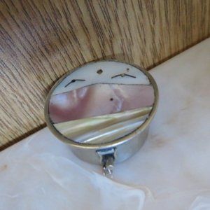 *Vintage* Alpaca Mexico Silver & Abalone PILL Box 1.25" Dia. (K312)